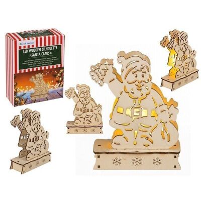 Wooden silhouette, Santa Claus, with LED,