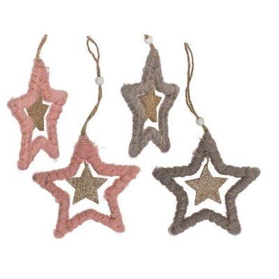 wooden star wrapped with wool,