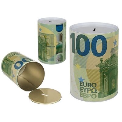 Jumbo metal money box, €100 note,