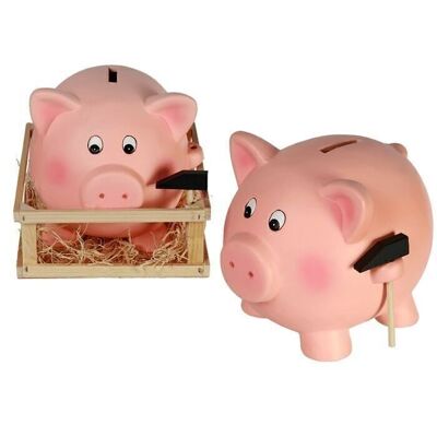 Jumbo money box, pig with hammer,