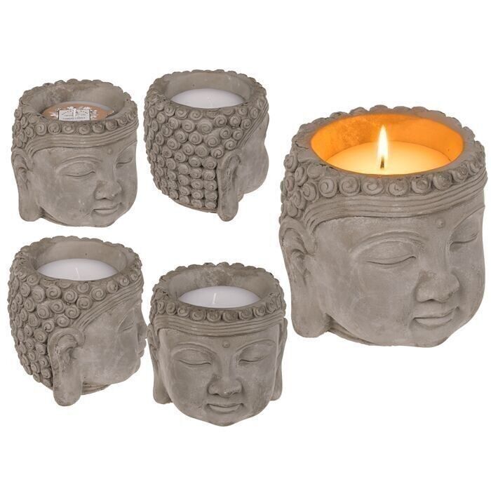 Bougie, Tête de Bouddha, environ 13,5 x 13 cm,