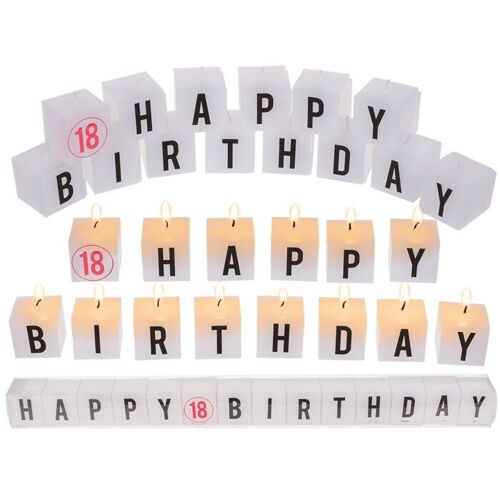Compra Bloque de velas con escritura, Feliz 18 cumpleaños, al por mayor