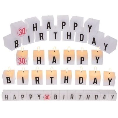 Candle block with writing, Happy 30 Birthday,