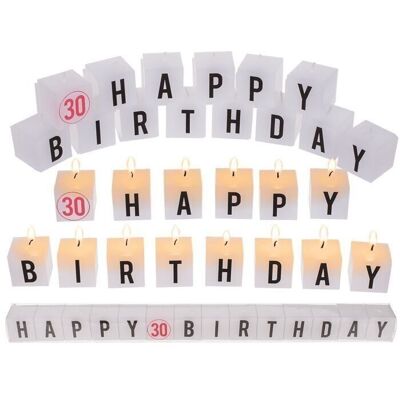 Kerzenblock mit Schrift, Happy 30 Birthday,