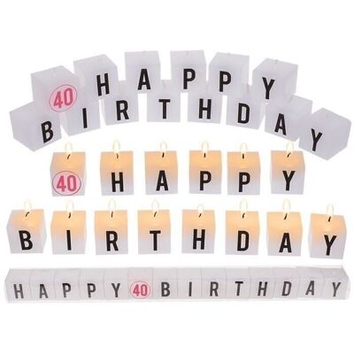 Candle block with writing, Happy 40 Birthday,