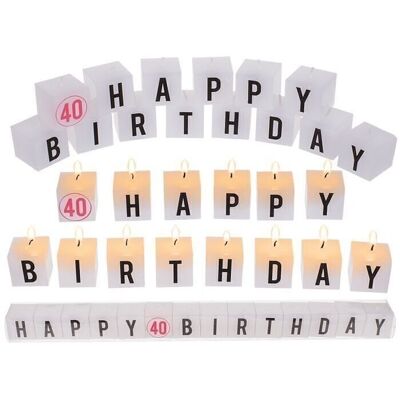 Bloque de velas con texto Happy 40 Birthday,