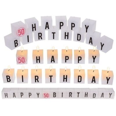 Ceppo portacandela con scritta Happy 50 Birthday,