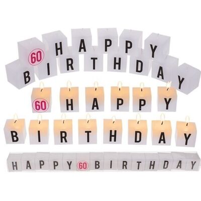 Candle block with writing, Happy 60 Birthday,