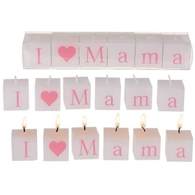 Candle block with writing, I love Mama,