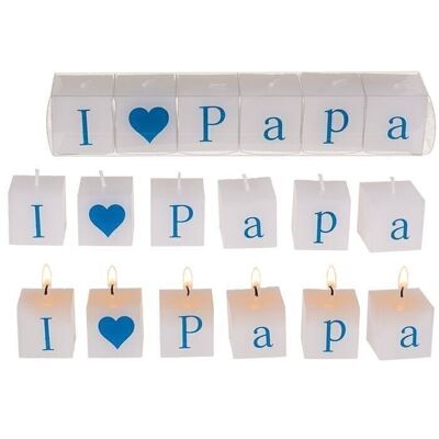 Bloque de velas con escritura, amo a papá,