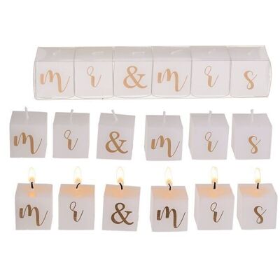 Candle block with writing, Mr. & Mrs.,