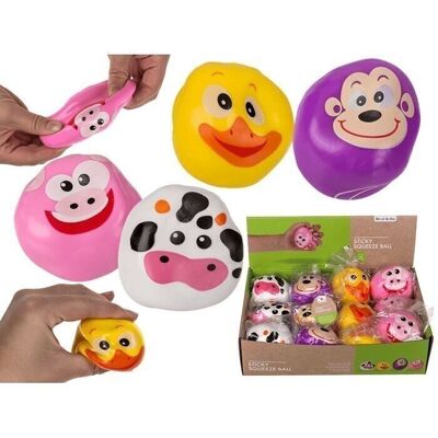 Adhesive Squeeze Ball, Animals, approx. 5 cm,