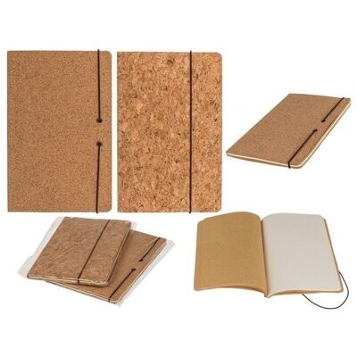 Cork notebook with 60 sheets, approx. 12 x 18.5 cm