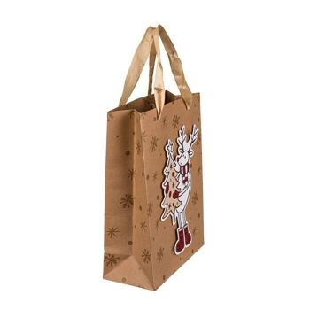 Sac cadeau en papier kraft, motifs de Noël 3D, 3