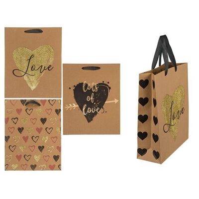 Bolsa de regalo de papel kraft, corazones,2