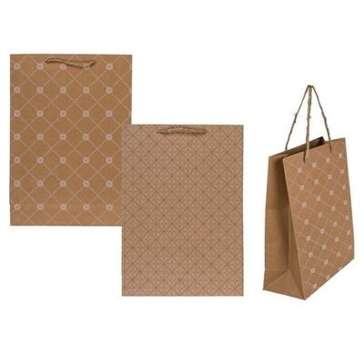 Kraft paper gift bag with floral decoration,2