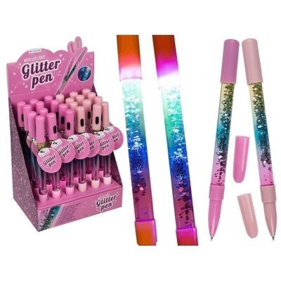 Ballpoint pen with glitter & LED (incl. batteries)