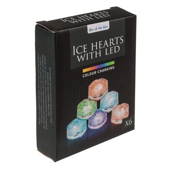 Coeur de glace en plastique avec LED, changement de couleur, 3