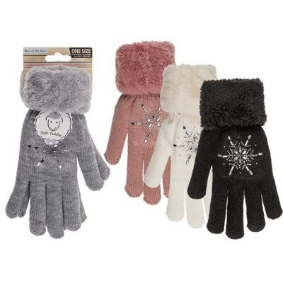 Guantes de peluche, estrella, talla única,