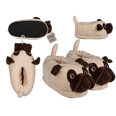 pantuflas de peluche, pug,