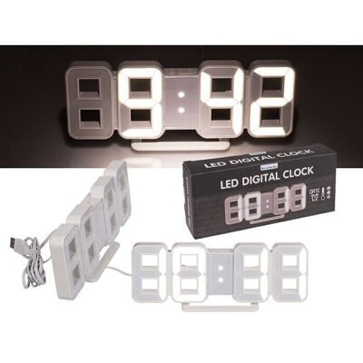 Reloj digital LED con función de alarma, fecha y
