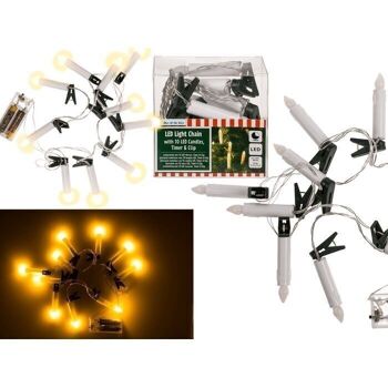 Guirlande lumineuse avec 10 bougies LED, minuterie et clip, 1