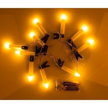 Guirlande lumineuse avec 10 bougies LED, minuterie et clip, 4