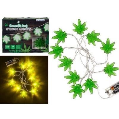 Guirlande lumineuse, feuille de cannabis, avec 10 LED,