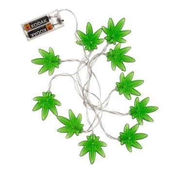 Guirlande lumineuse, feuille de cannabis, avec 10 LED, 5