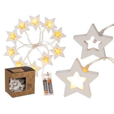 Guirlande lumineuse, étoile en bois avec 10 LED blanc chaud