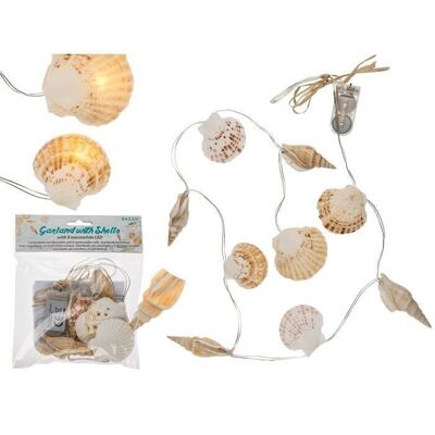 Chain of lights, shells, with 9 warm white LEDs