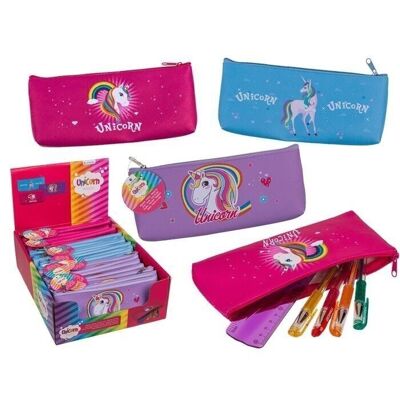 Trousse à crayons, licorne, avec fermeture éclair,