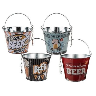 Metal beer bucket, vintage look, beer,