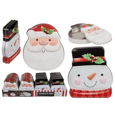 Metal box, snowman & Santa Claus sorted,