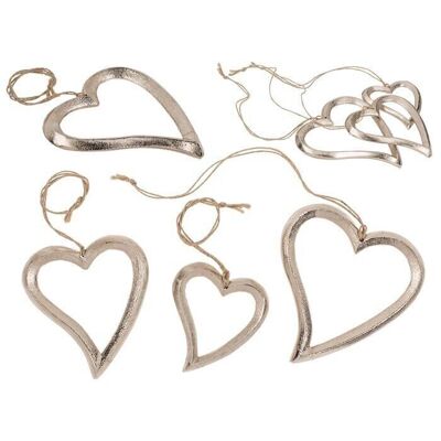 Metal hearts to hang, set of 3,