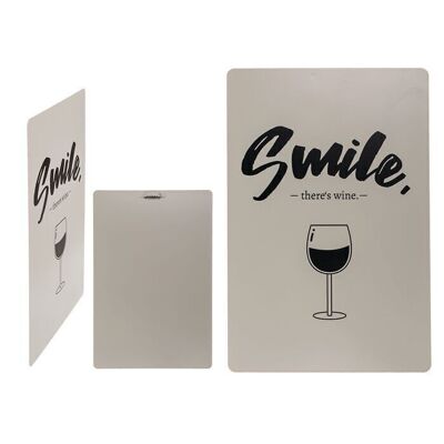 metal sign, smile, there's wine,