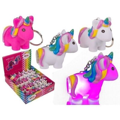 Metal keychain unicorn with LED