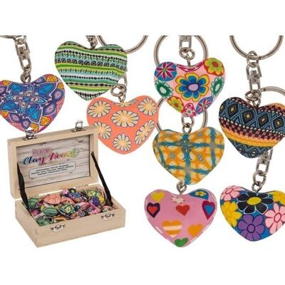 metal keychain, heart made of modeling clay,