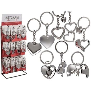 Porte-clés en métal, coeur, environ 8 cm, 1