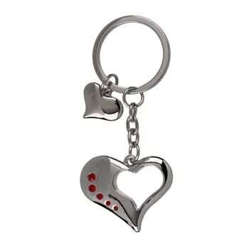 Porte-clés en métal, coeur, environ 8 cm, 5