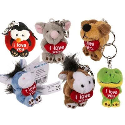Metal keychains, plush toys with red