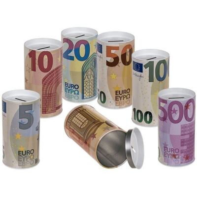 Metal money box, € notes,