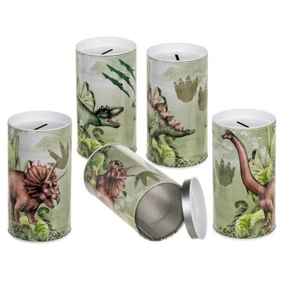 metal money box, dinosaur,