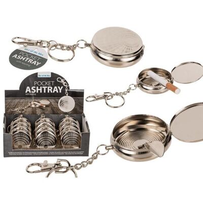 Metal pocket ashtray with keychain &