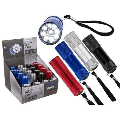Metal flashlight with 9 LEDs, approx. 8.5 cm