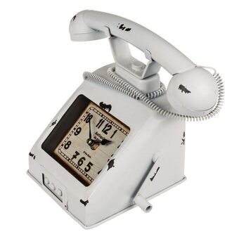 téléphone en métal avec horloge, environ 26 x 15,5 cm, 3
