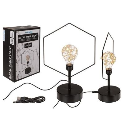 metal table lamp, hexagon,
