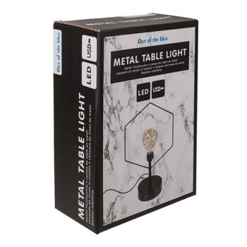 lampe de table en métal, hexagone, 3