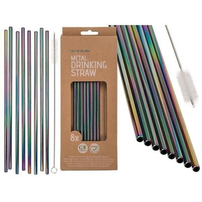 metal drinking straw in rainbow colors,