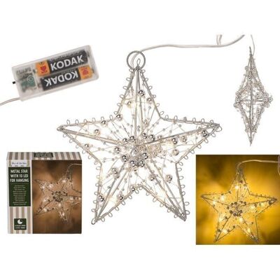 Metal star to hang up, with 10 LEDs, D: approx. 15 cm,